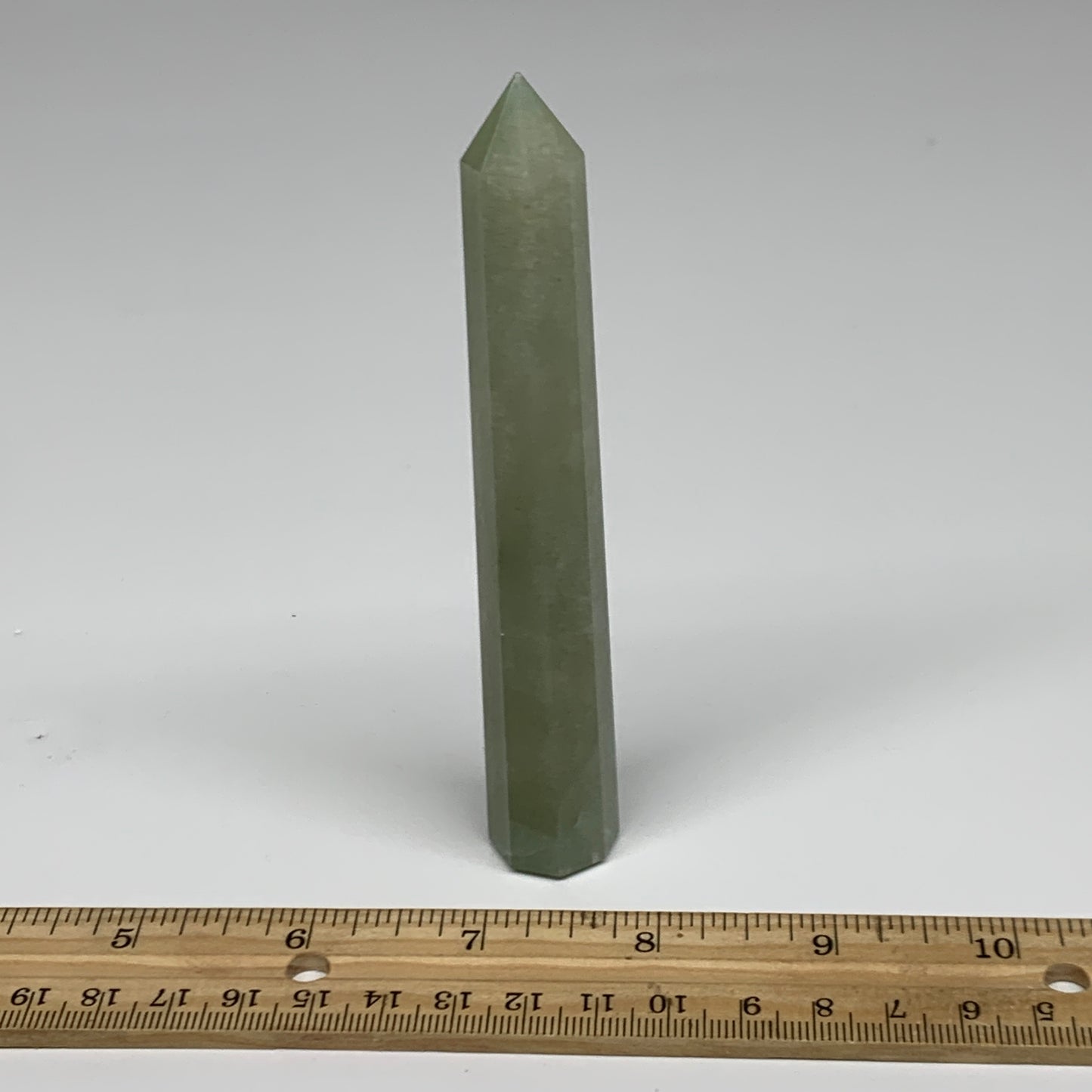 72.4g, 4.9"x0.7", Green Aventurine Tower Obelisk Point Crystal @India,B31541