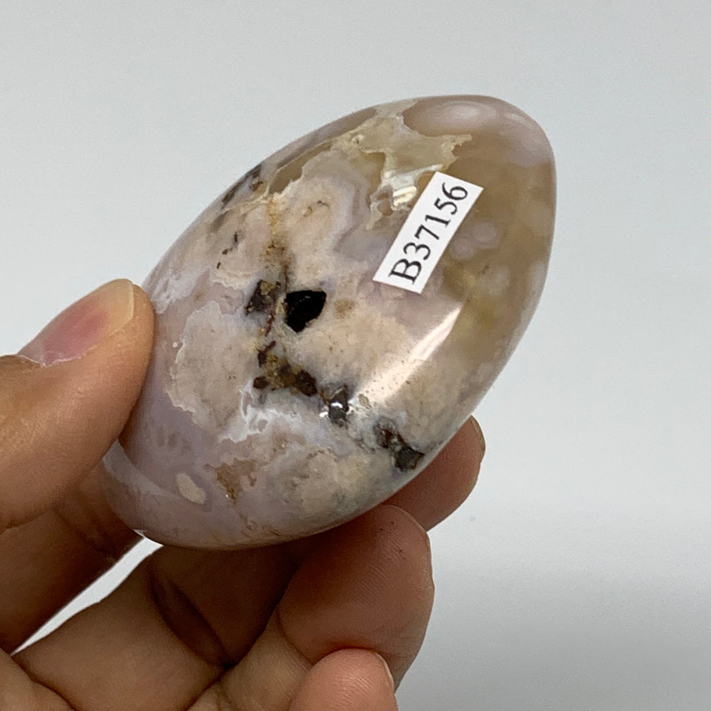 0.28 lbs, 2.2"x2.5"x1.2", Cherry Blossom Flower Agate Heart Crystal, B37156