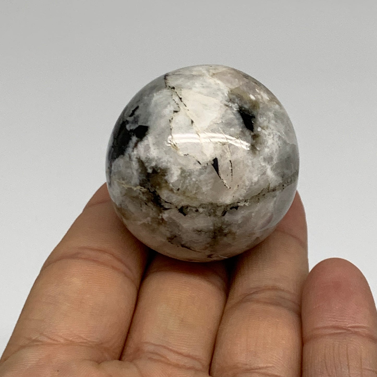 81.7g, 1.5"(39mm), Natural Rainbow Moonstone Sphere Ball Gemstone, B34949