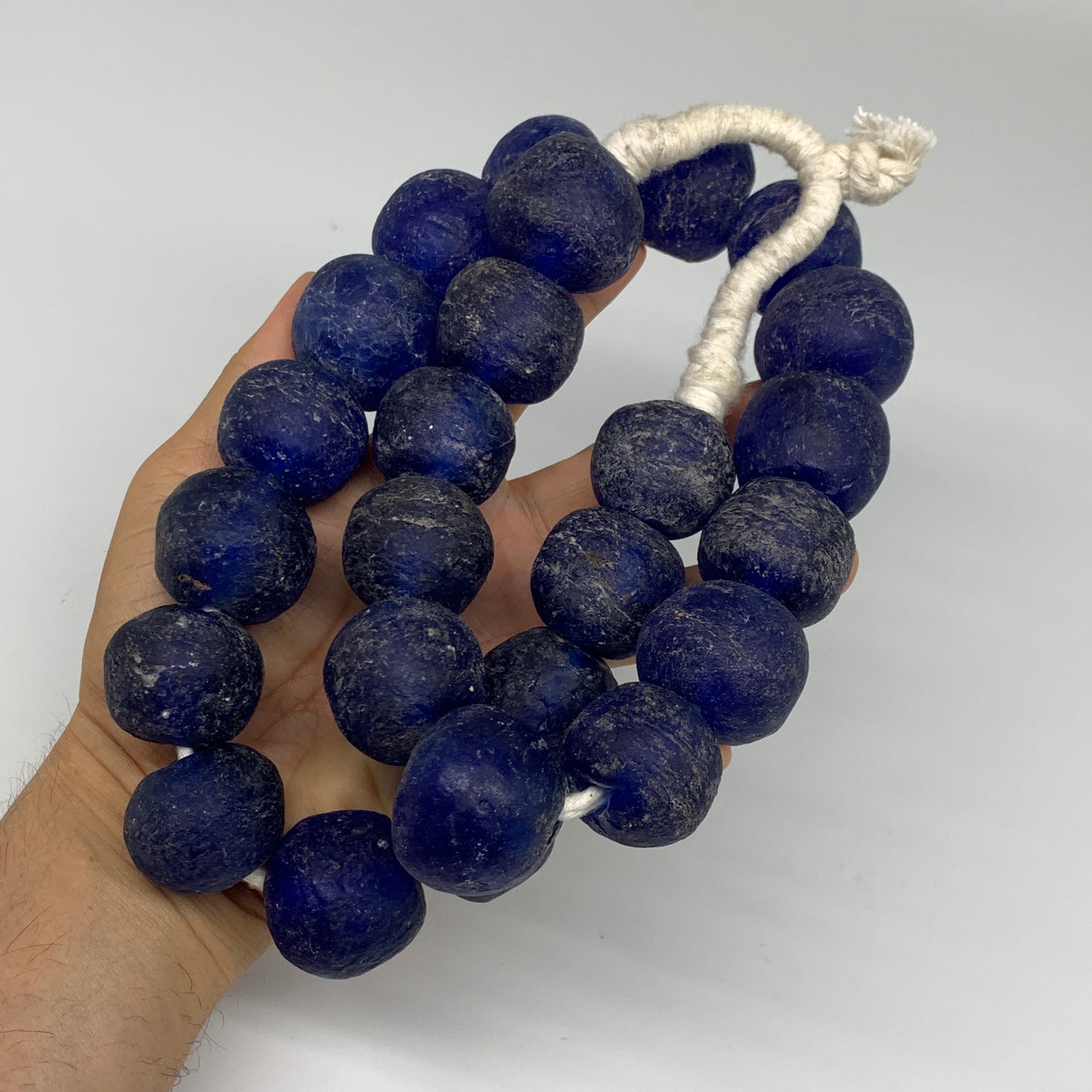 2.08 lbs, 24mm-30mm, 1 Strand, 25 beads, Blue Sea Glass Beads, B35663