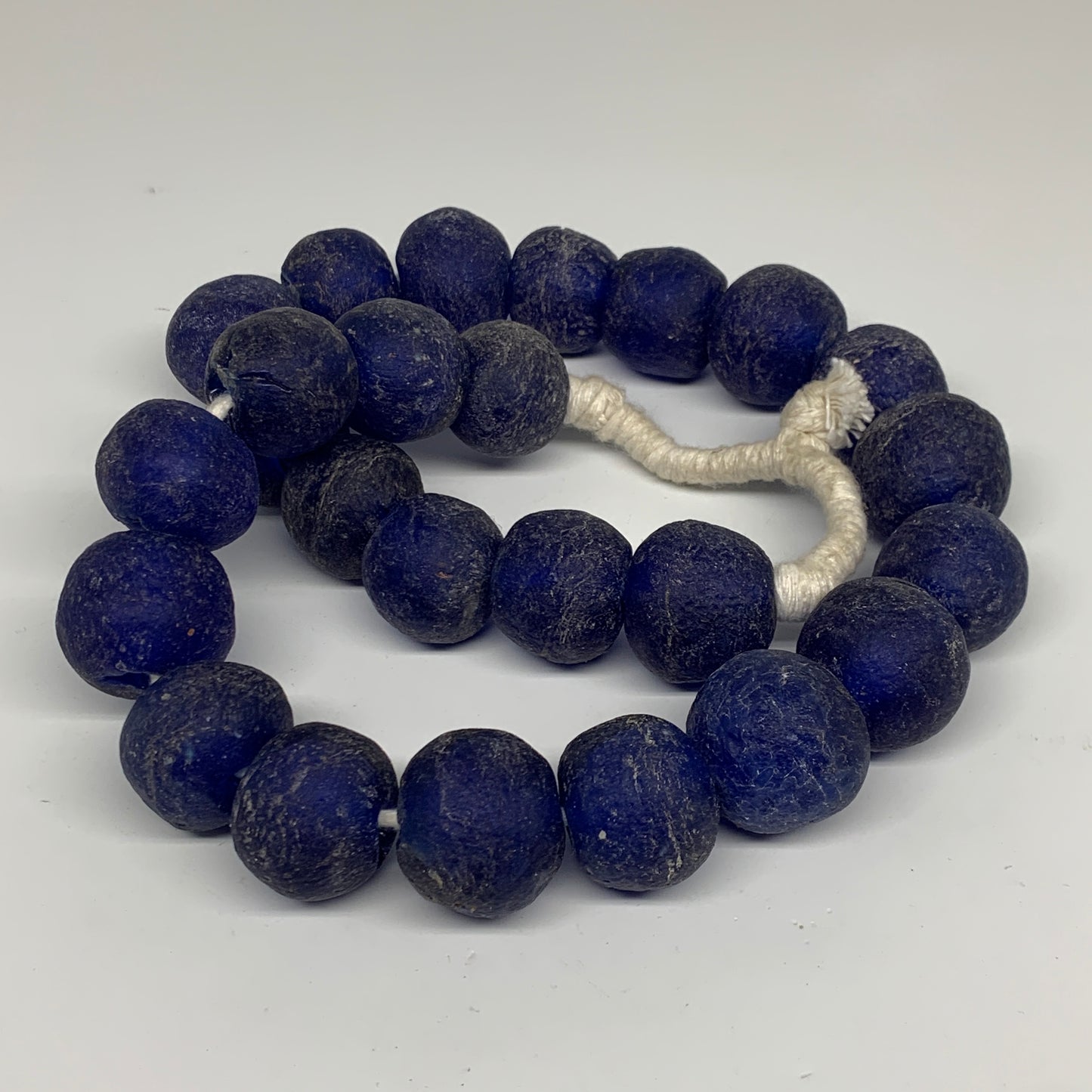 2.08 lbs, 24mm-30mm, 1 Strand, 25 beads, Blue Sea Glass Beads, B35663
