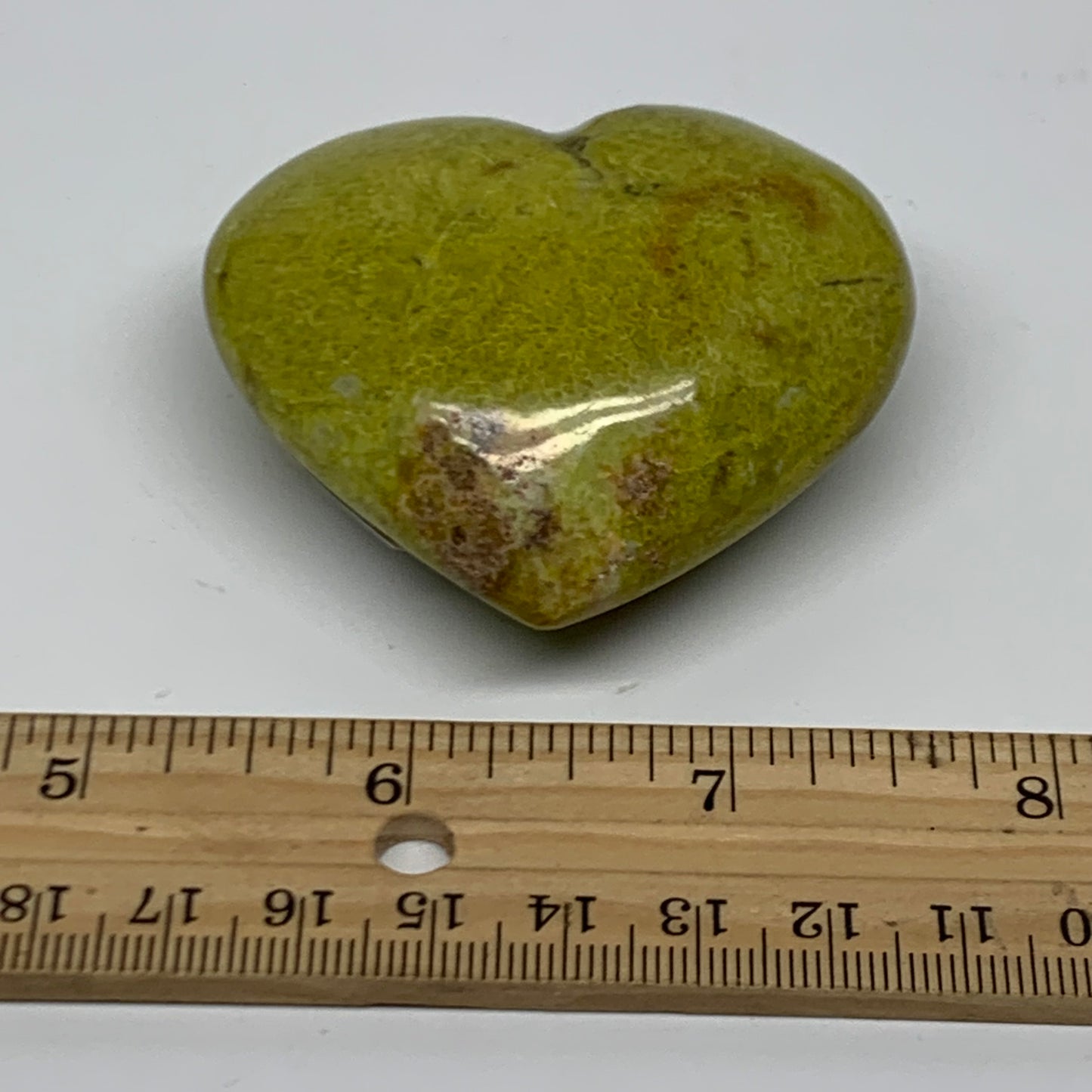0.19 lbs, 2.2"x2.4"x1", Green Opal Heart Polished Gemstone Crystal, B37996
