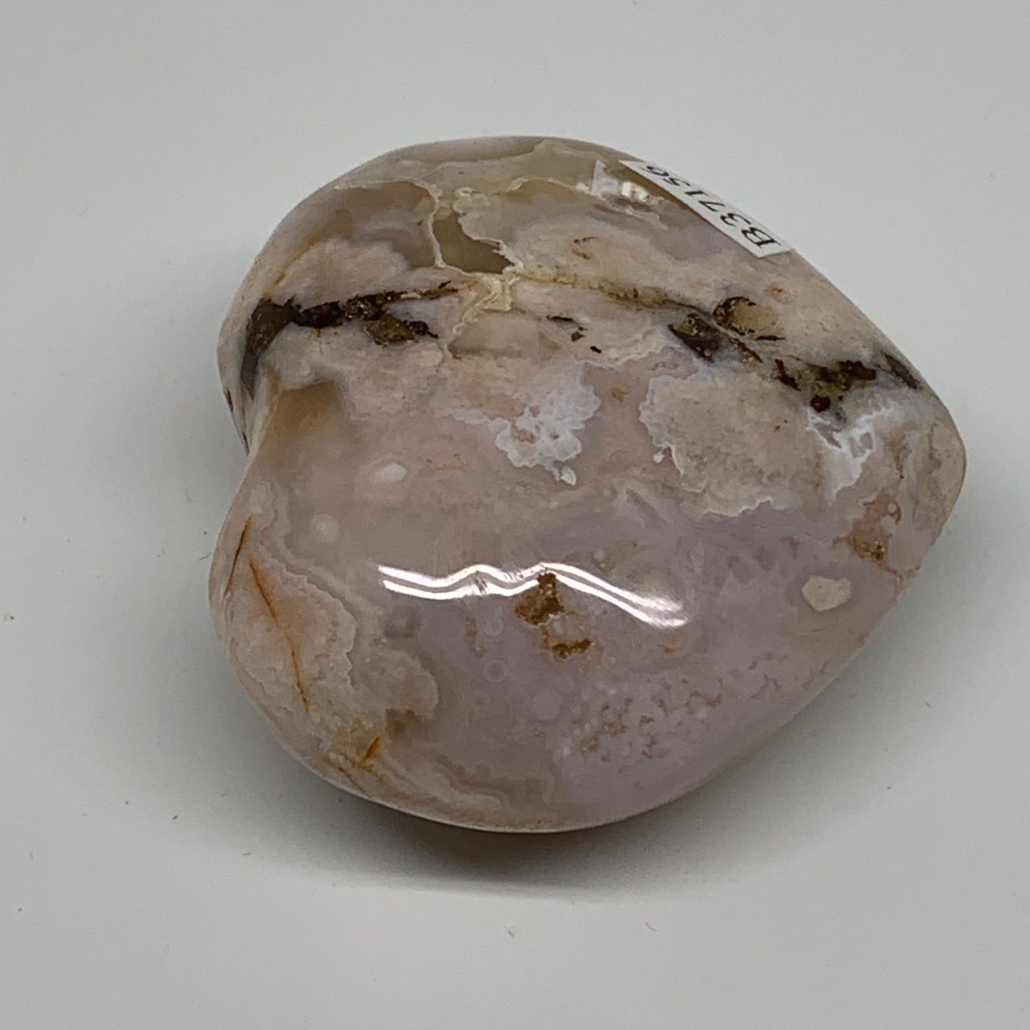 0.28 lbs, 2.2"x2.5"x1.2", Cherry Blossom Flower Agate Heart Crystal, B37156