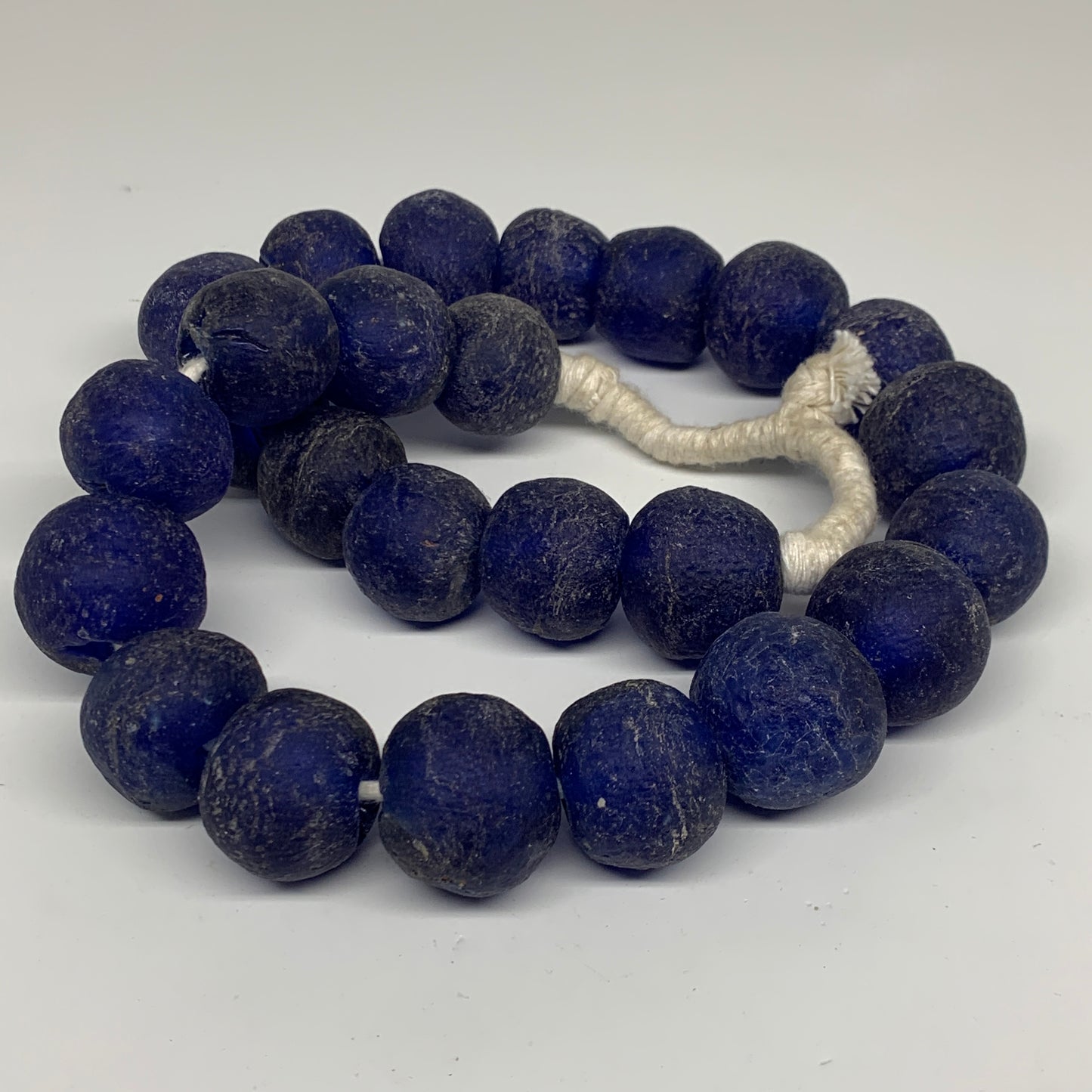 2.08 lbs, 24mm-30mm, 1 Strand, 25 beads, Blue Sea Glass Beads, B35663