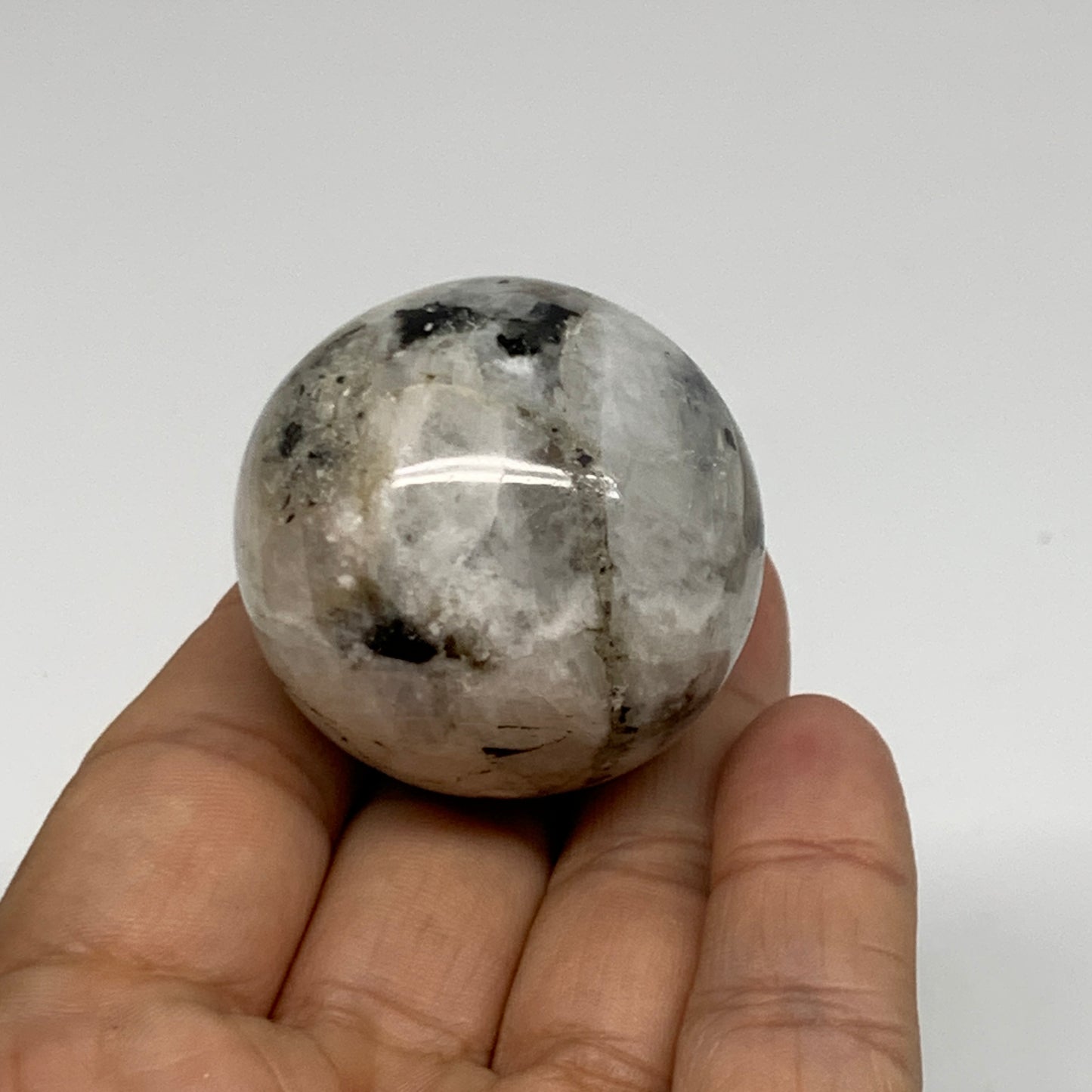 81.7g, 1.5"(39mm), Natural Rainbow Moonstone Sphere Ball Gemstone, B34949