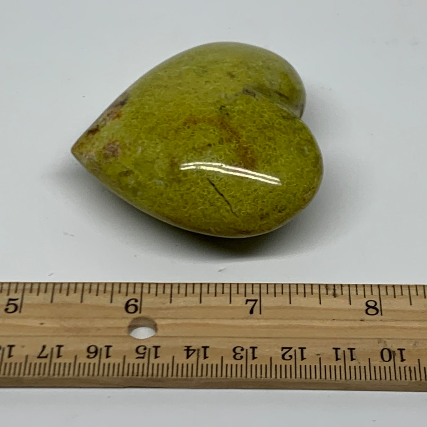 0.19 lbs, 2.2"x2.4"x1", Green Opal Heart Polished Gemstone Crystal, B37996