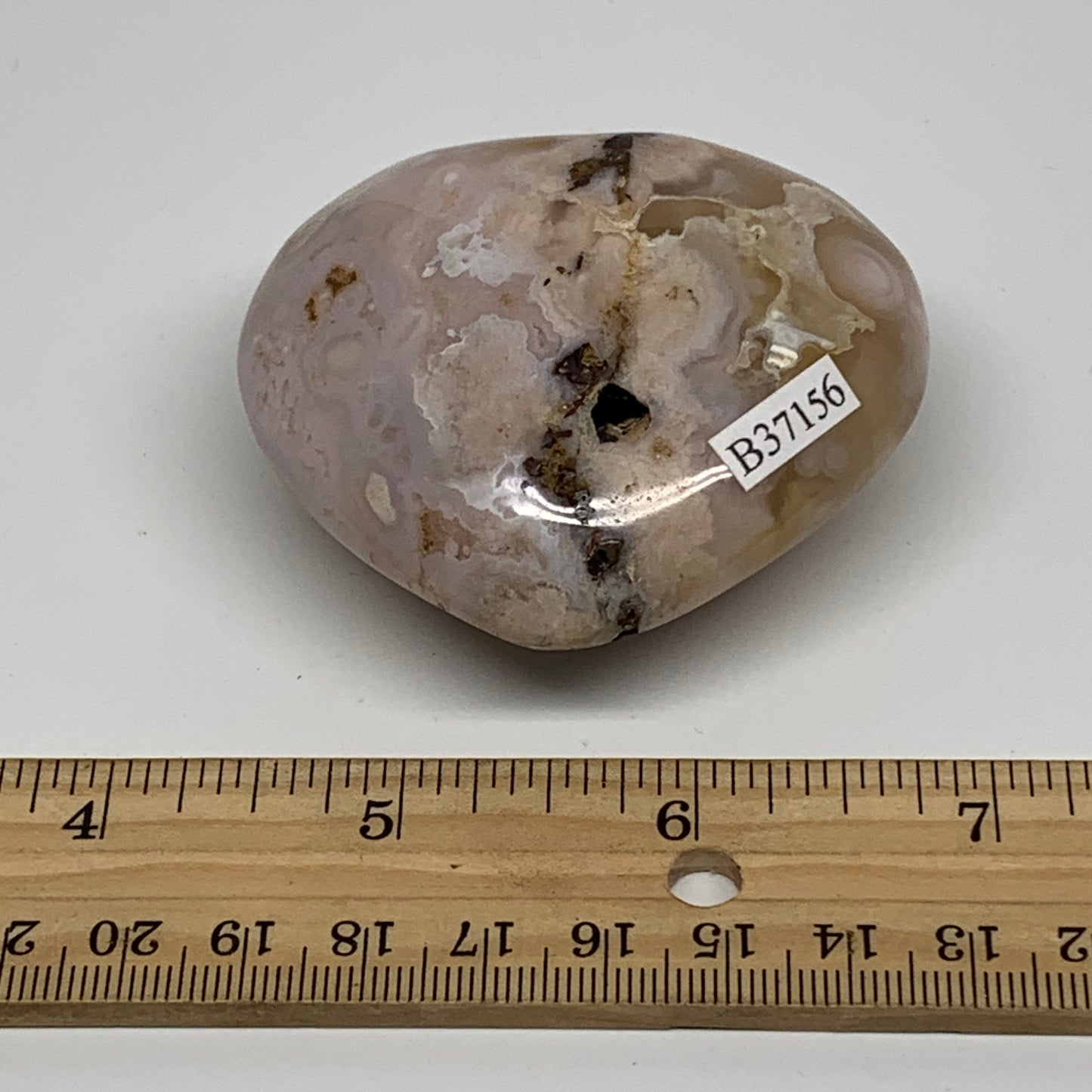 0.28 lbs, 2.2"x2.5"x1.2", Cherry Blossom Flower Agate Heart Crystal, B37156