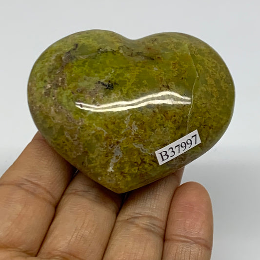 0.22 lbs, 2.1"x2.5"x1.1", Green Opal Heart Polished Gemstone Crystal, B37997