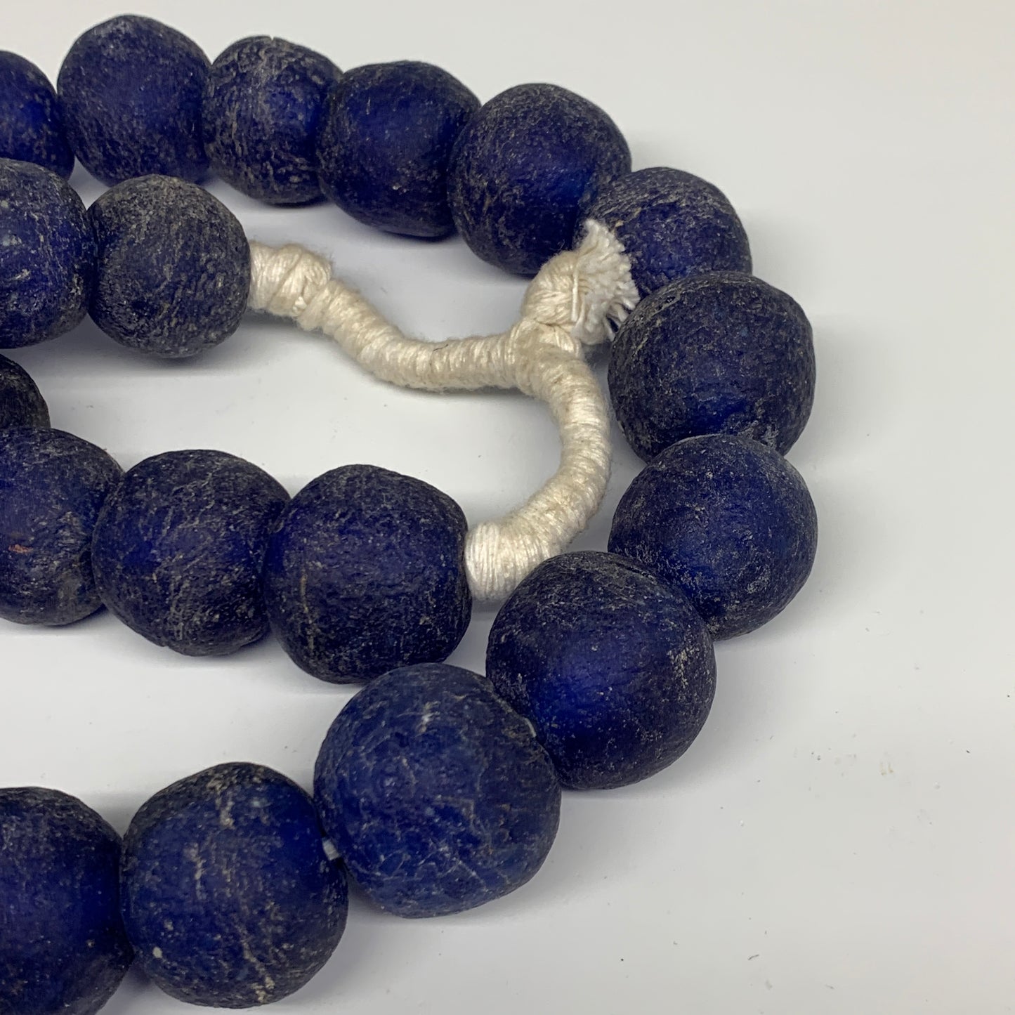 2.08 lbs, 24mm-30mm, 1 Strand, 25 beads, Blue Sea Glass Beads, B35663