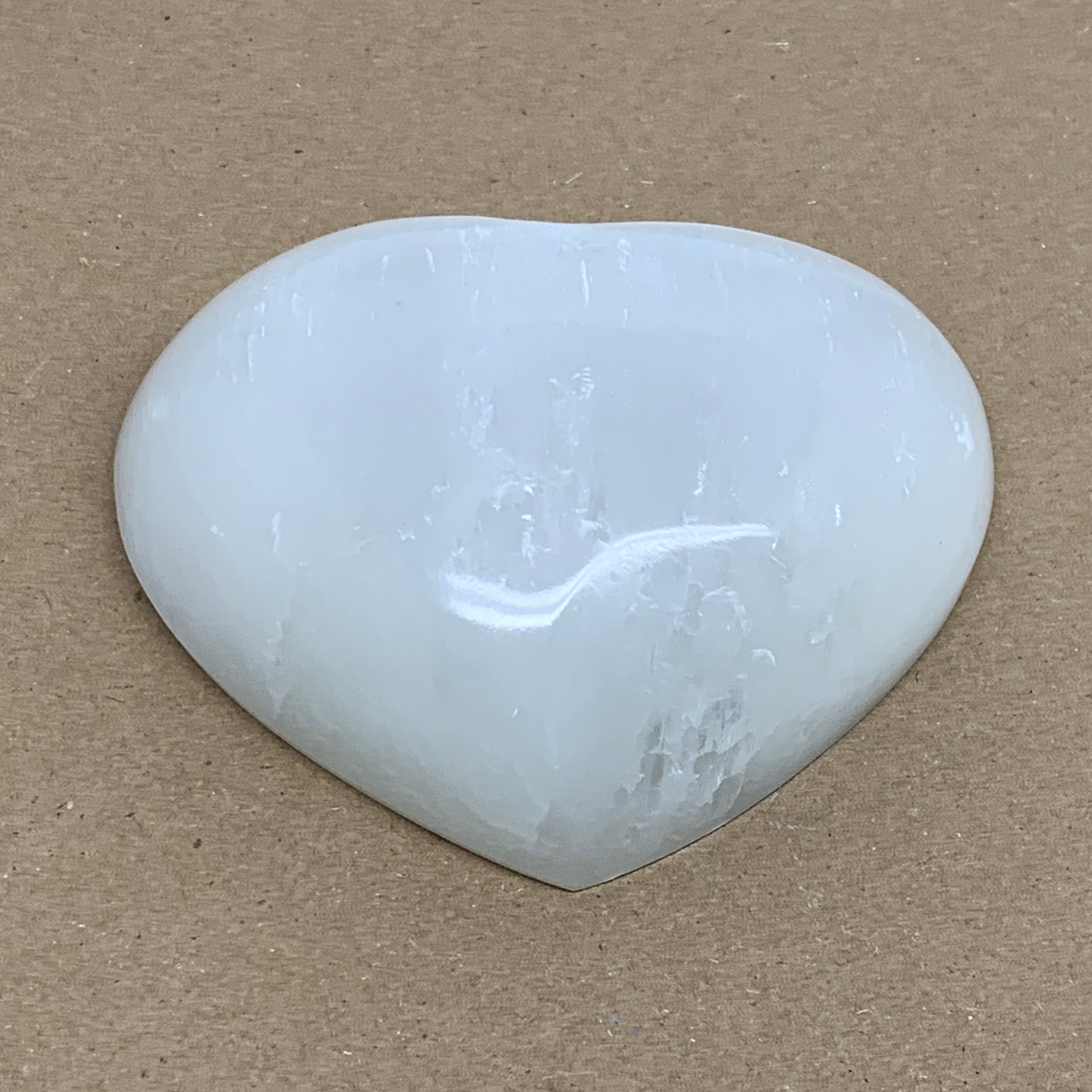 0.9 lbs, 3.9"x4.3"x1.4", Selenite Half Puffy Heart Crystals, Satin Spar, B36257