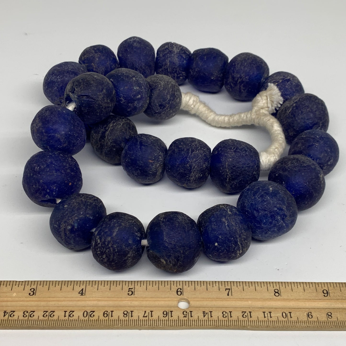 2.08 lbs, 24mm-30mm, 1 Strand, 25 beads, Blue Sea Glass Beads, B35663