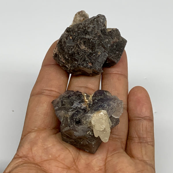 86.3g,1.5"-1.6",2pcs, Purple Fluorite Crystal Mineral Specimen @Pakistan,B27696