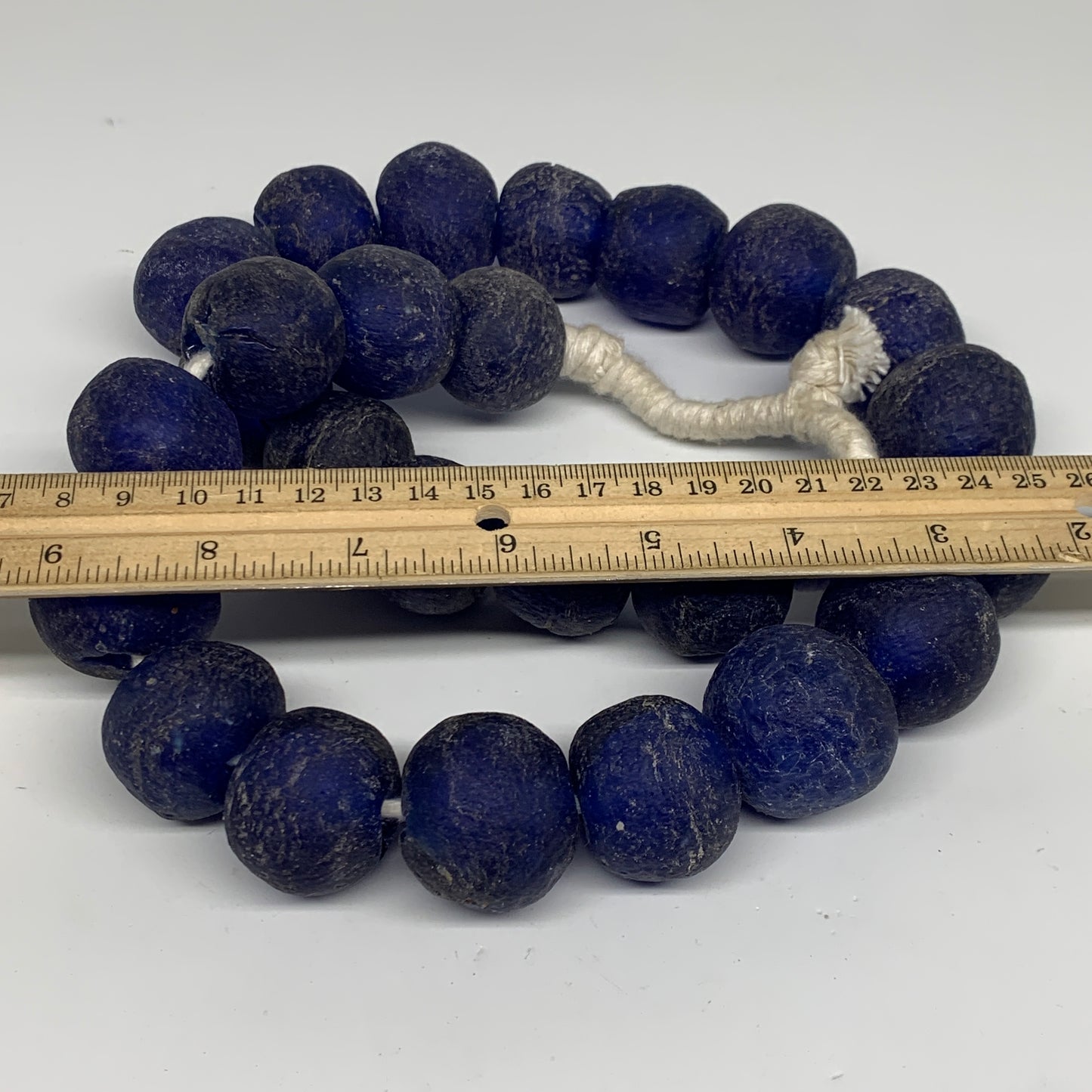 2.08 lbs, 24mm-30mm, 1 Strand, 25 beads, Blue Sea Glass Beads, B35663