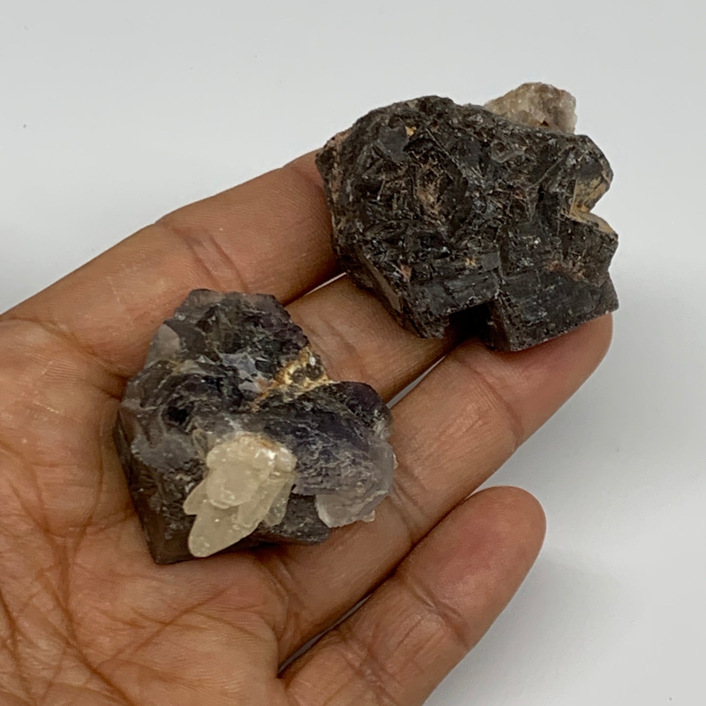86.3g,1.5"-1.6",2pcs, Purple Fluorite Crystal Mineral Specimen @Pakistan,B27696