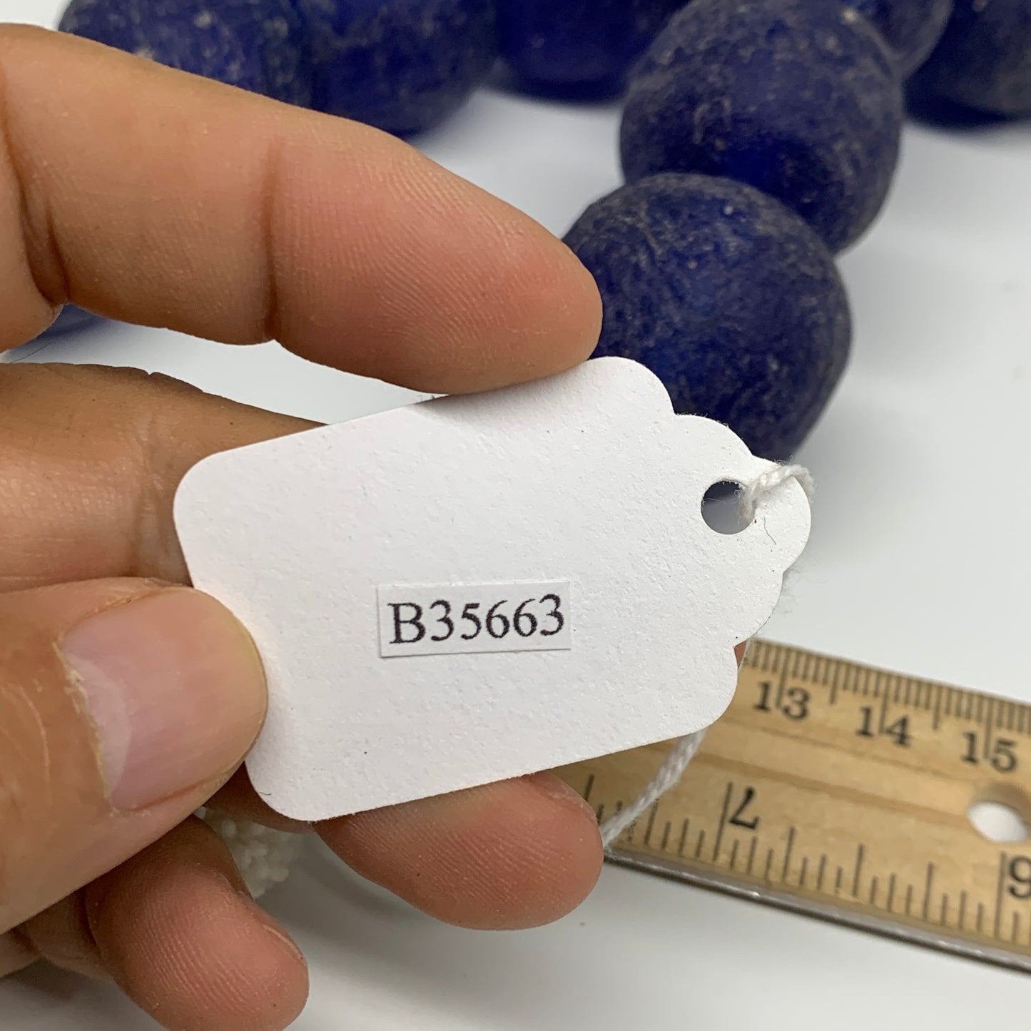 2.08 lbs, 24mm-30mm, 1 Strand, 25 beads, Blue Sea Glass Beads, B35663