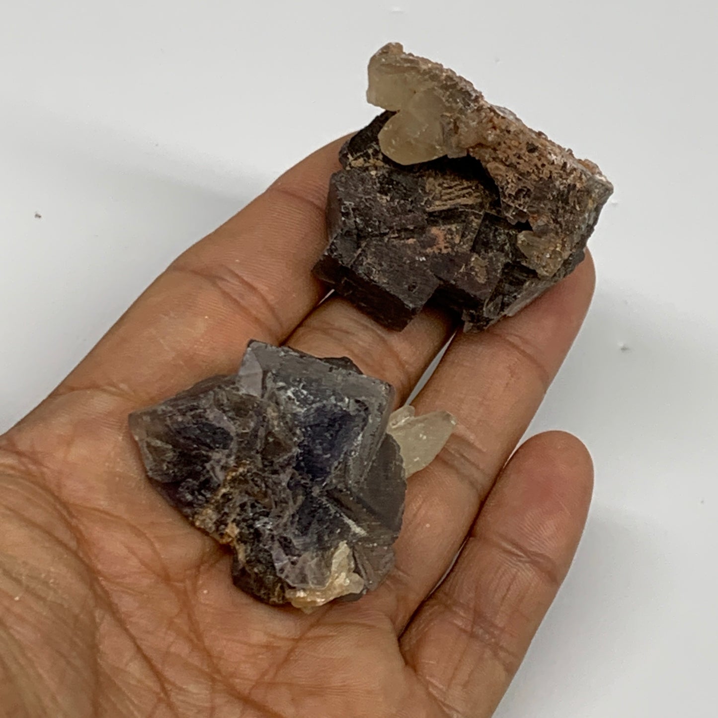 86.3g,1.5"-1.6",2pcs, Purple Fluorite Crystal Mineral Specimen @Pakistan,B27696