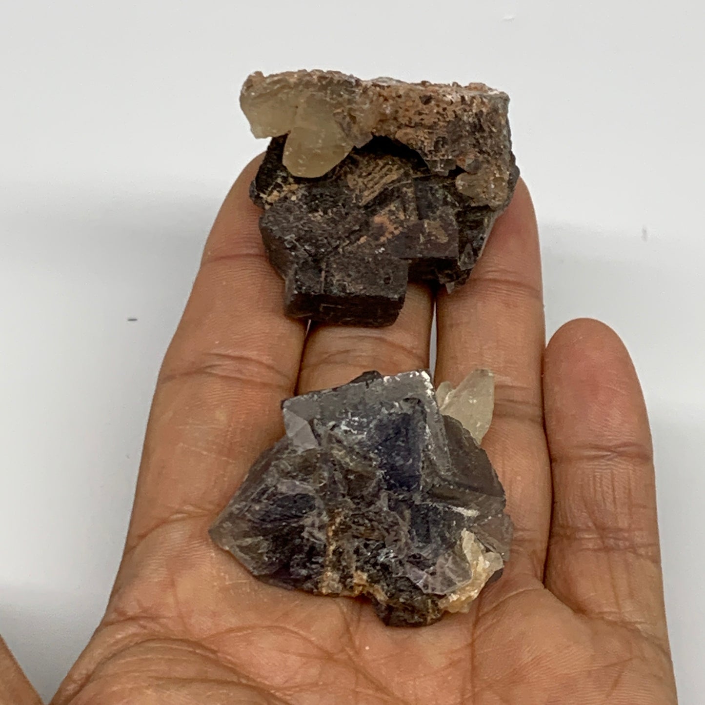 86.3g,1.5"-1.6",2pcs, Purple Fluorite Crystal Mineral Specimen @Pakistan,B27696