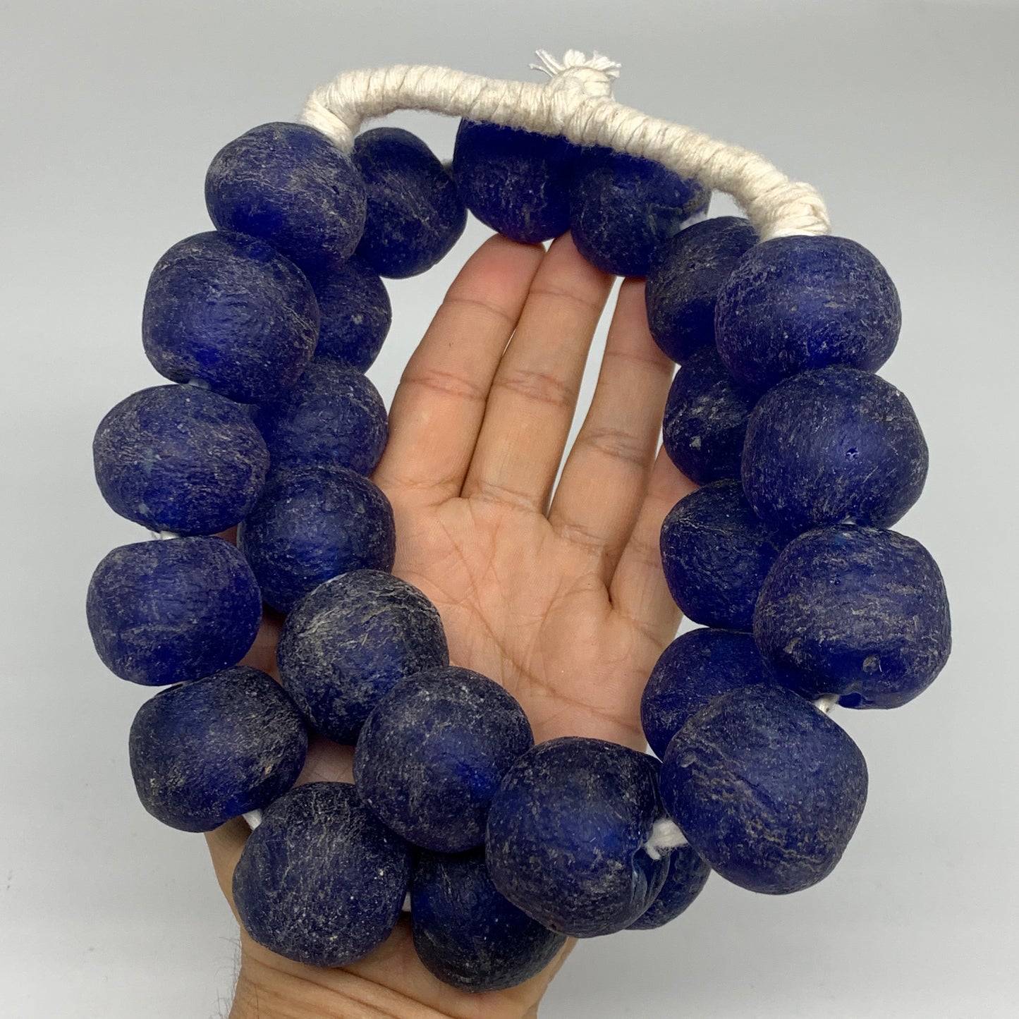 2.3 lbs, 25mm-30mm, 1 Strand, 25 beads, Blue Sea Glass Beads, B35664