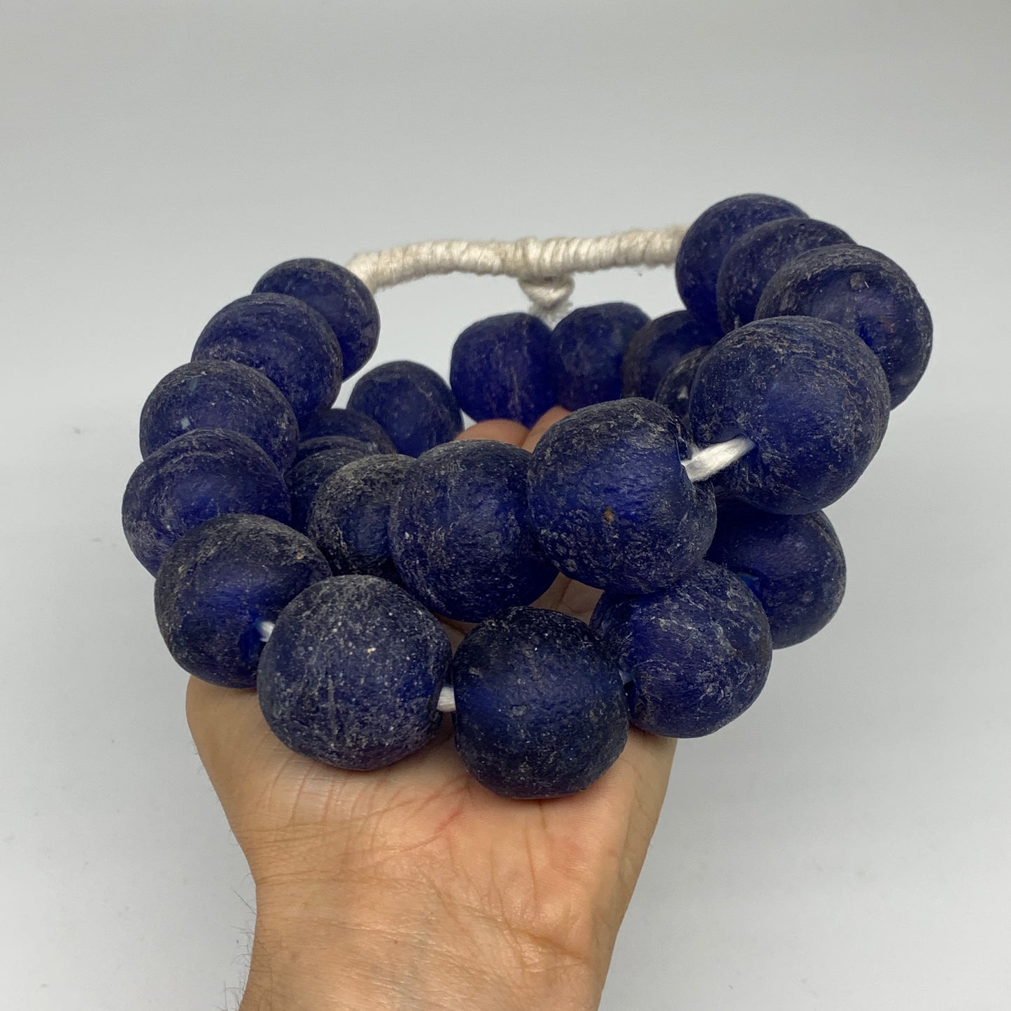 2.3 lbs, 25mm-30mm, 1 Strand, 25 beads, Blue Sea Glass Beads, B35664