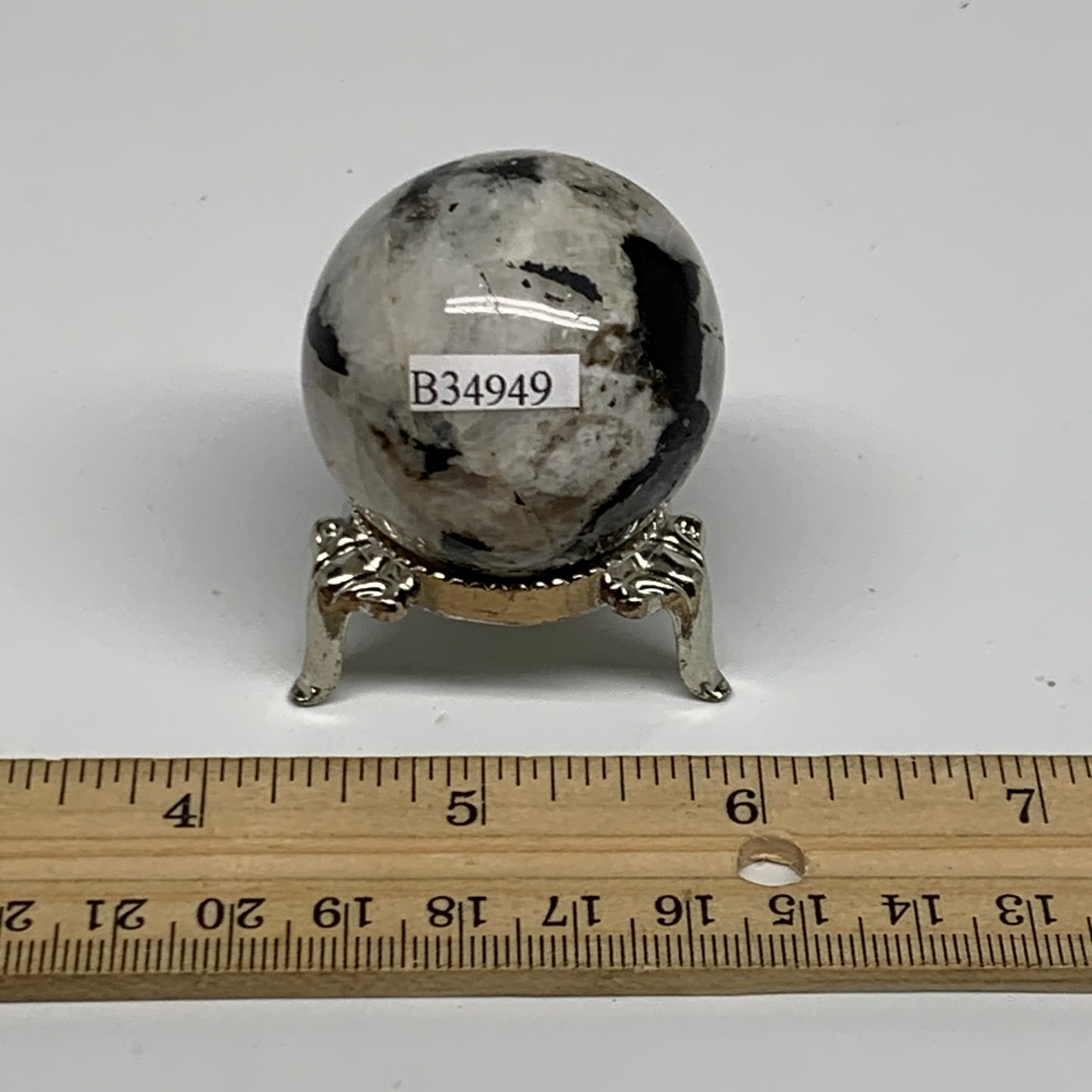 81.7g, 1.5"(39mm), Natural Rainbow Moonstone Sphere Ball Gemstone, B34949