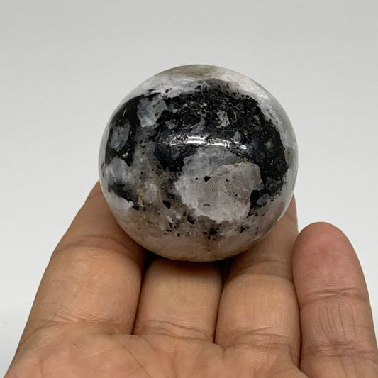 96.7g, 1.6"(41mm), Natural Rainbow Moonstone Sphere Ball Gemstone, B34950