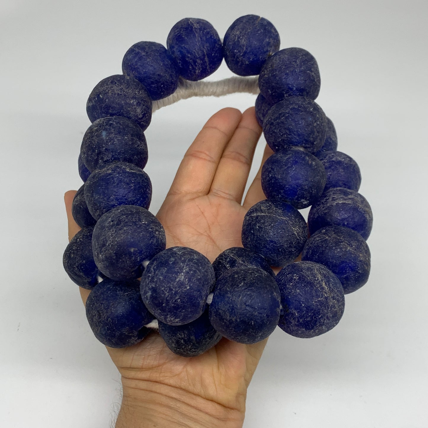 2.3 lbs, 25mm-30mm, 1 Strand, 25 beads, Blue Sea Glass Beads, B35664