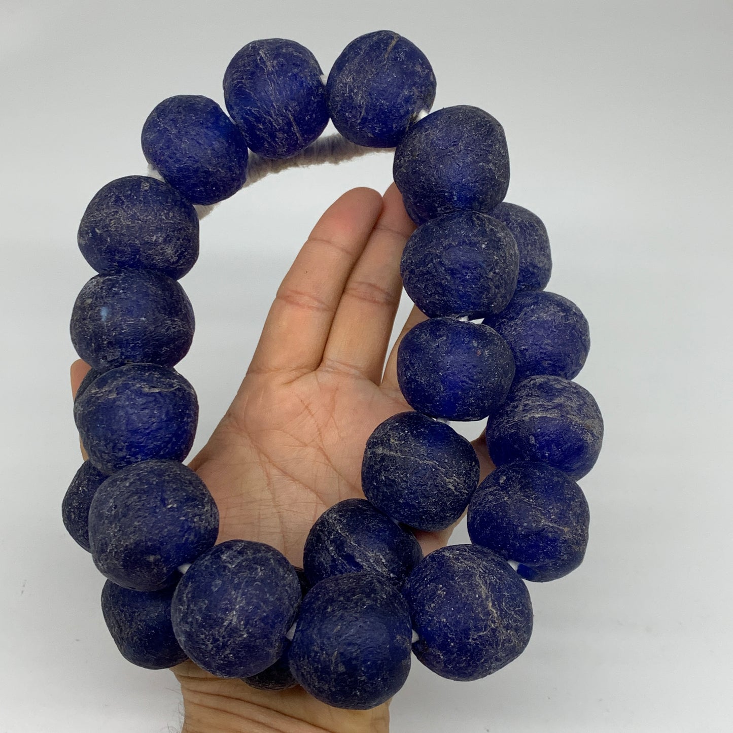 2.3 lbs, 25mm-30mm, 1 Strand, 25 beads, Blue Sea Glass Beads, B35664