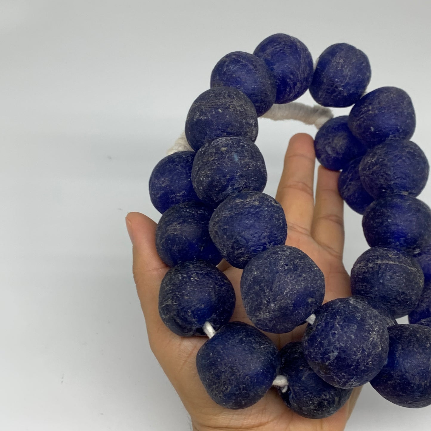 2.3 lbs, 25mm-30mm, 1 Strand, 25 beads, Blue Sea Glass Beads, B35664