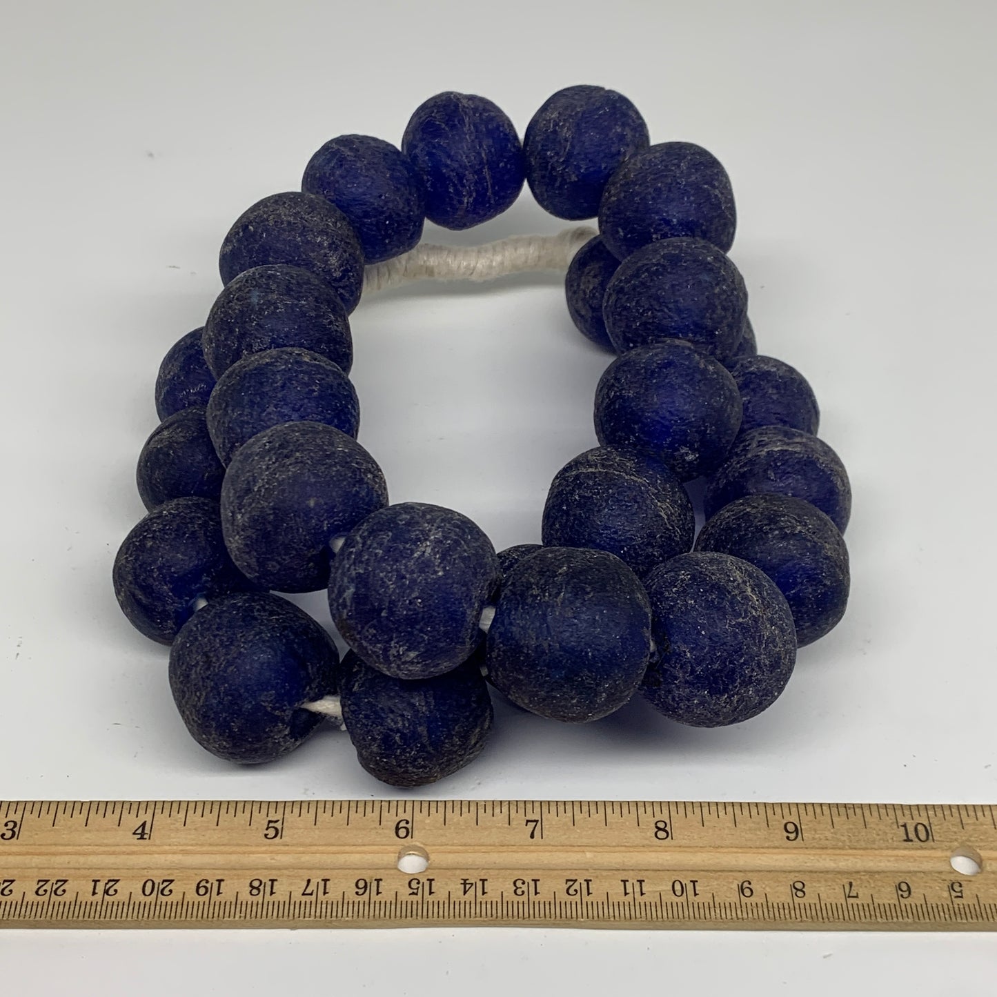 2.3 lbs, 25mm-30mm, 1 Strand, 25 beads, Blue Sea Glass Beads, B35664