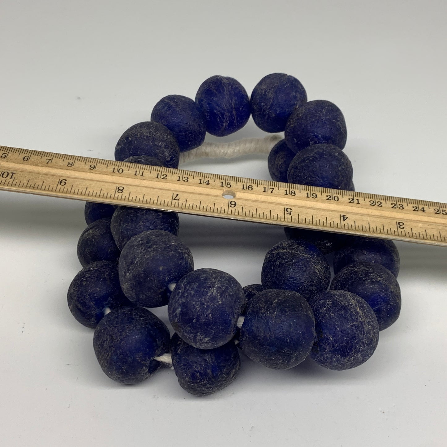2.3 lbs, 25mm-30mm, 1 Strand, 25 beads, Blue Sea Glass Beads, B35664
