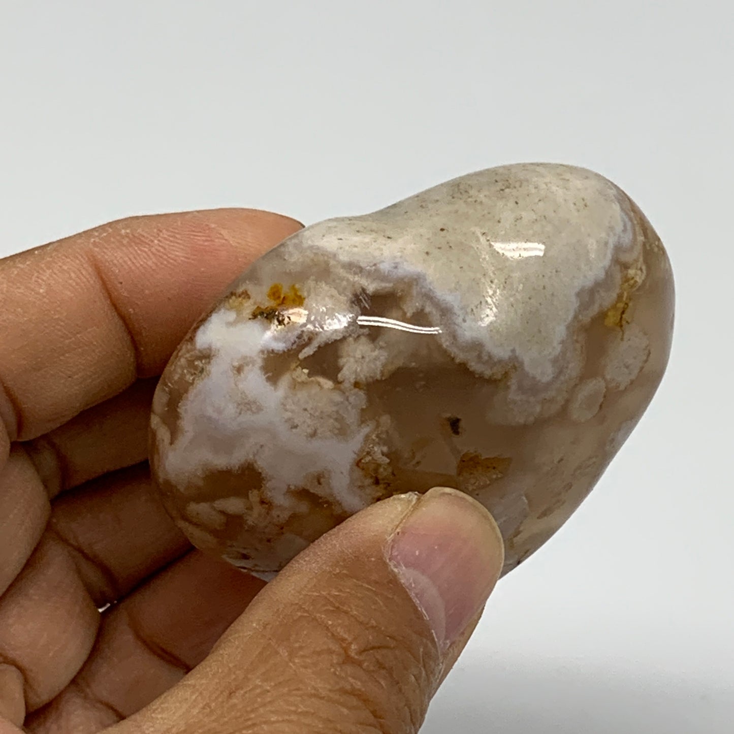 0.26 lbs, 2.1"x2.4"x1.1", Cherry Blossom Flower Agate Heart Crystal, B37154