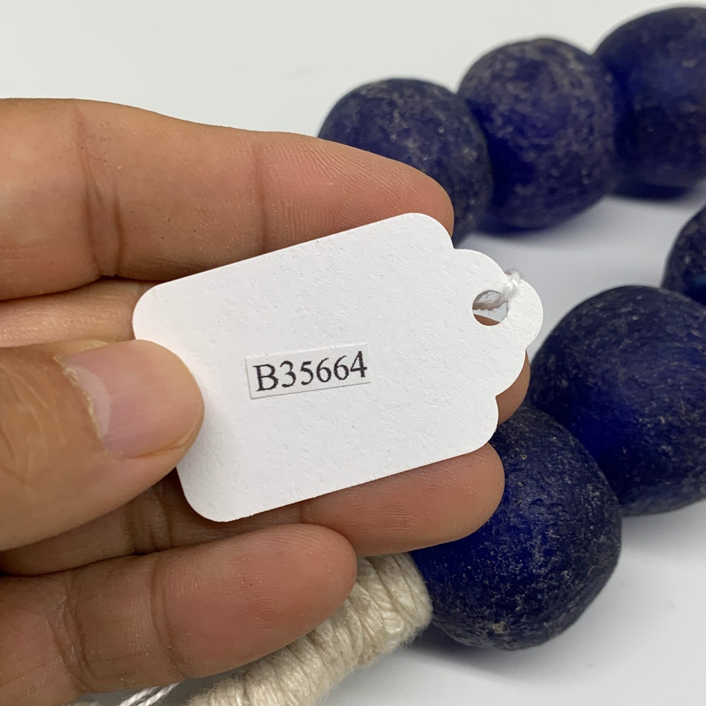 2.3 lbs, 25mm-30mm, 1 Strand, 25 beads, Blue Sea Glass Beads, B35664