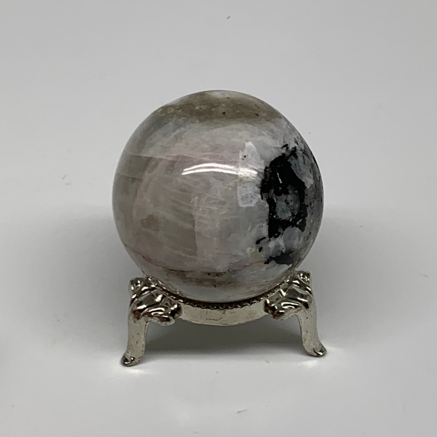 96.7g, 1.6"(41mm), Natural Rainbow Moonstone Sphere Ball Gemstone, B34950