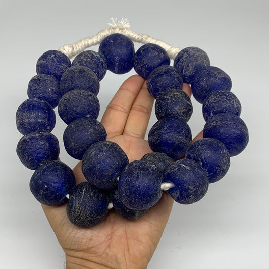 2.12 lbs, 25mm-31mm, 1 Strand, 25 beads, Blue Sea Glass Beads, B35665
