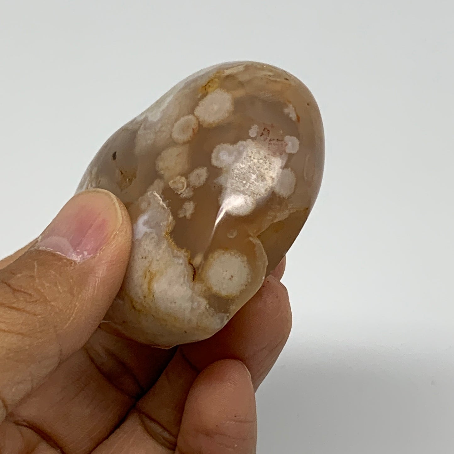 0.26 lbs, 2.1"x2.4"x1.1", Cherry Blossom Flower Agate Heart Crystal, B37154