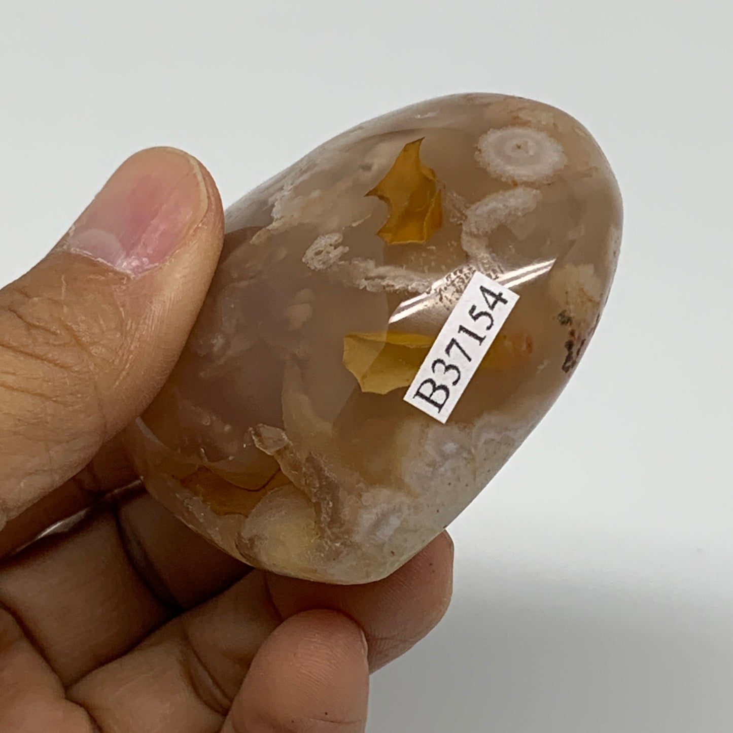 0.26 lbs, 2.1"x2.4"x1.1", Cherry Blossom Flower Agate Heart Crystal, B37154