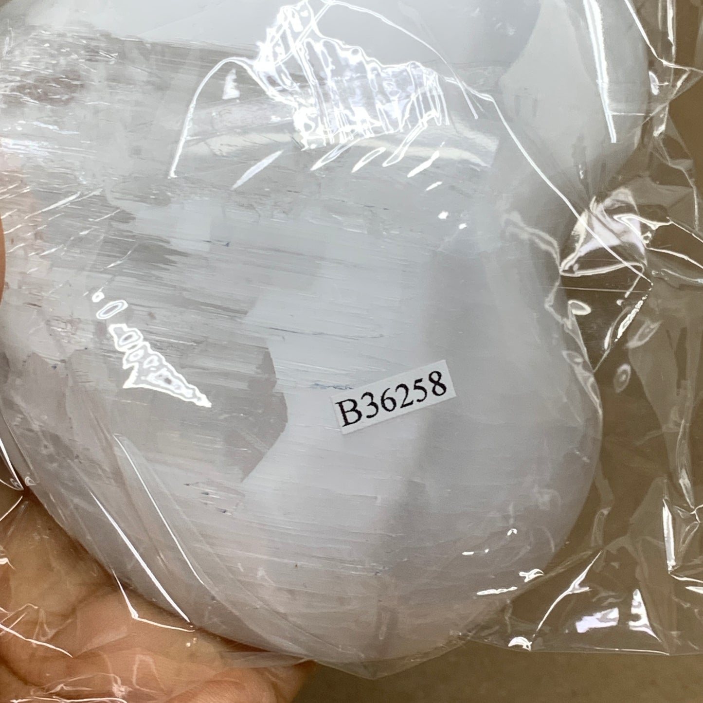 0.83 lbs, 4"x4.2"x1.2", Selenite Half Puffy Heart Crystals, Satin Spar, B36258