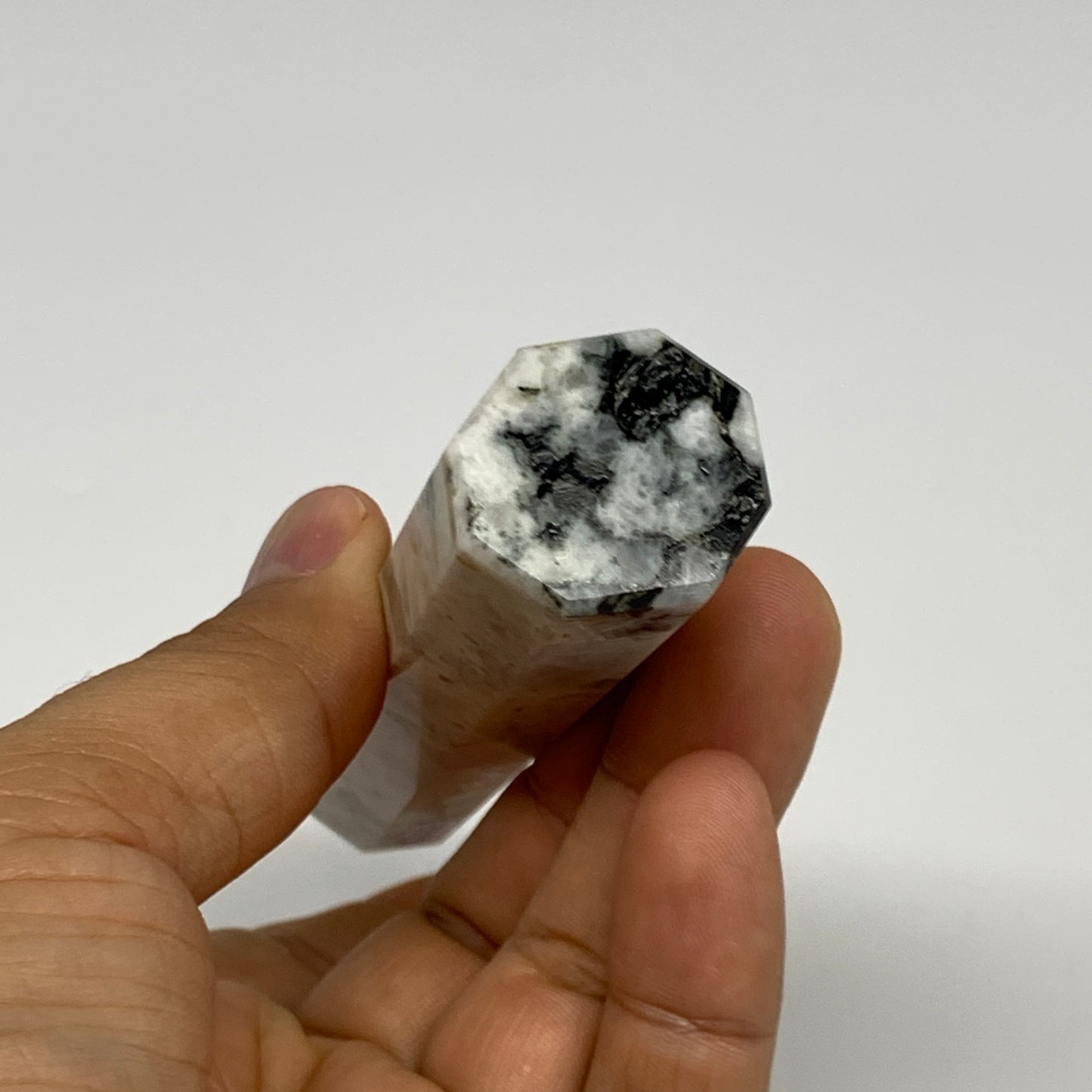 109.6g, 4.6"x0.9", Rainbow Moonstone Tower Obelisk Point Crystal @India, B29254