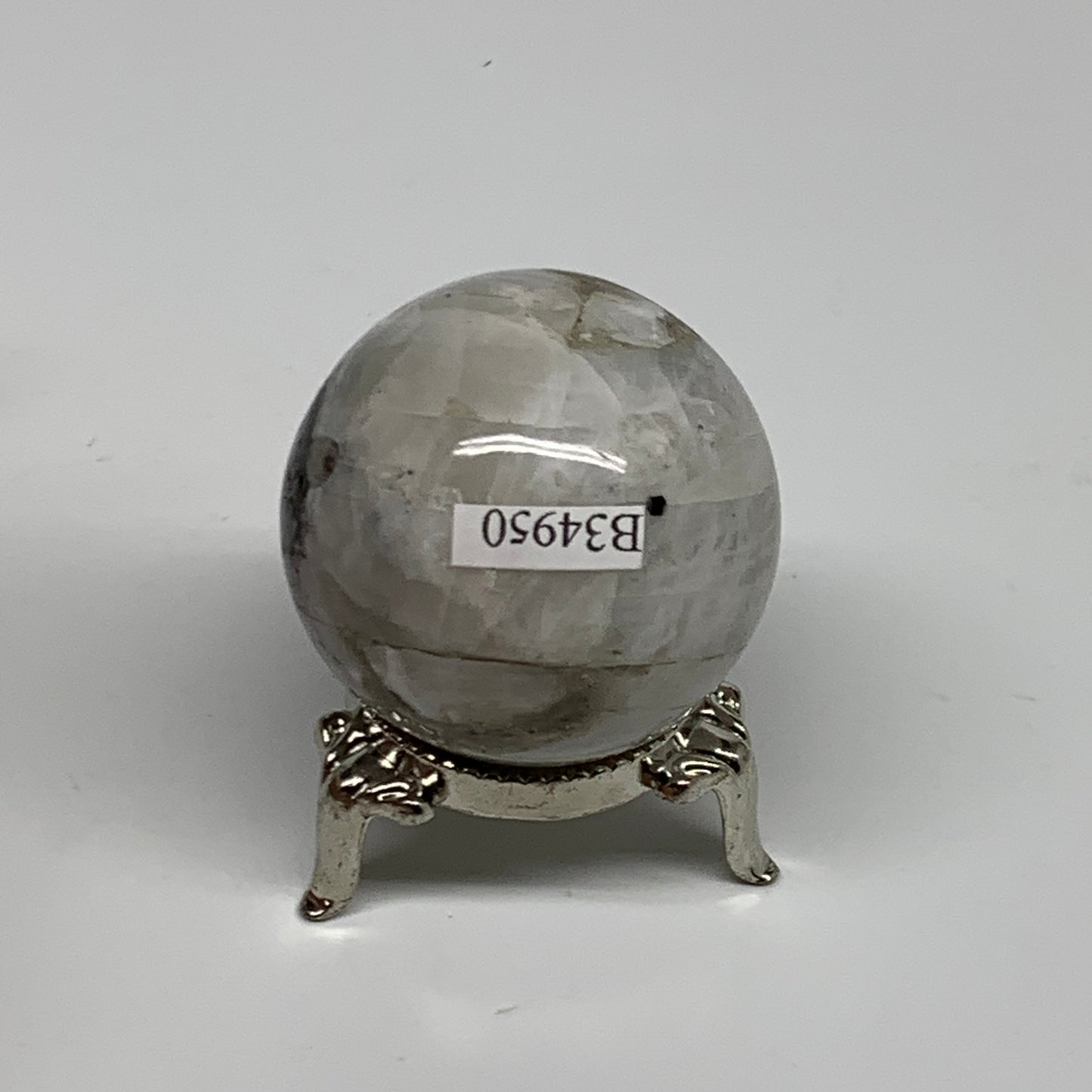 96.7g, 1.6"(41mm), Natural Rainbow Moonstone Sphere Ball Gemstone, B34950