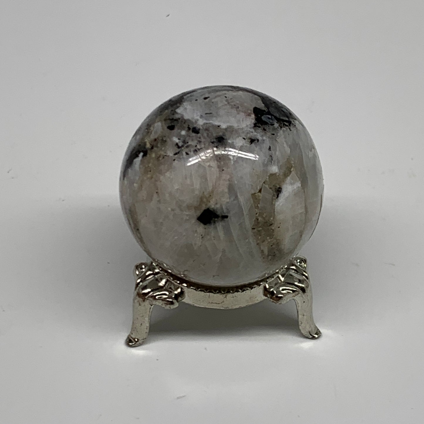 96.7g, 1.6"(41mm), Natural Rainbow Moonstone Sphere Ball Gemstone, B34950