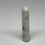 109.6g, 4.6"x0.9", Rainbow Moonstone Tower Obelisk Point Crystal @India, B29254