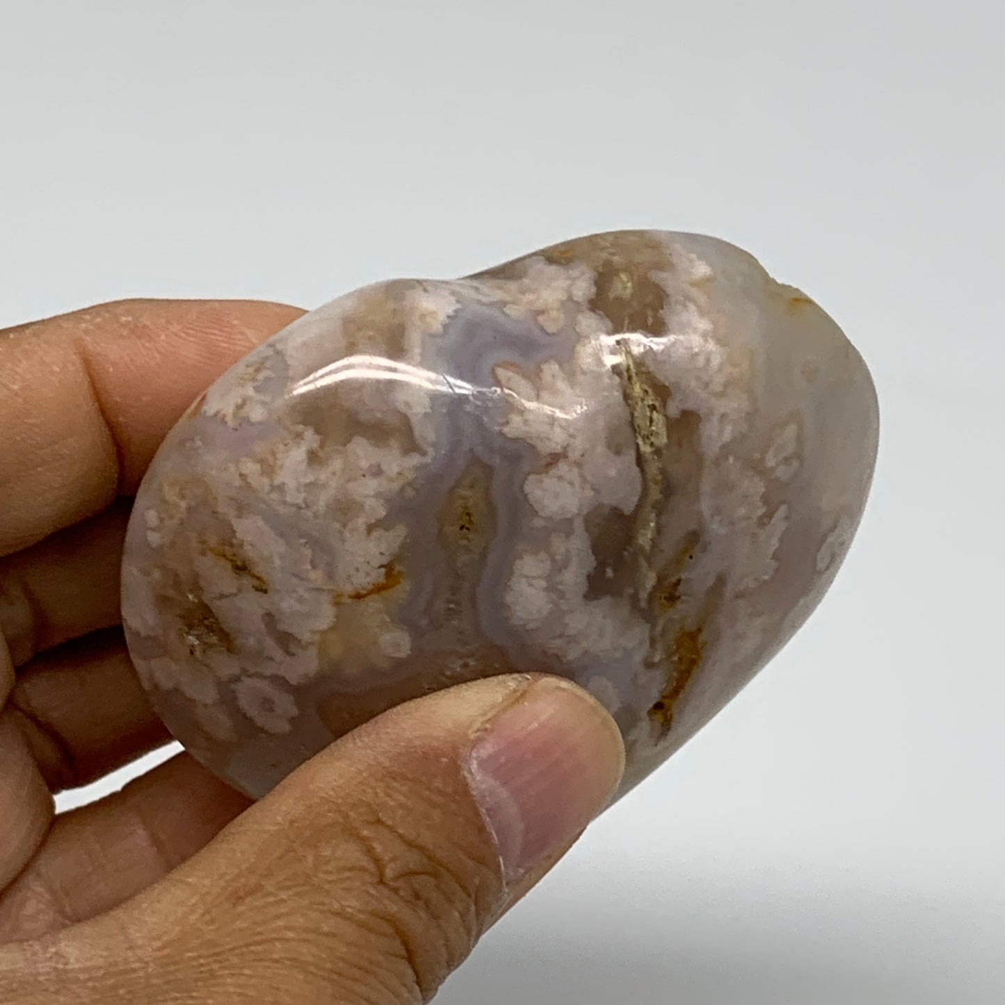 0.33 lbs, 2.5"x2.6"x1.1", Cherry Blossom Flower Agate Heart Crystal, B37153
