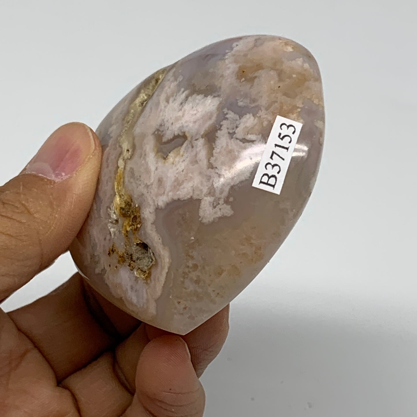 0.33 lbs, 2.5"x2.6"x1.1", Cherry Blossom Flower Agate Heart Crystal, B37153