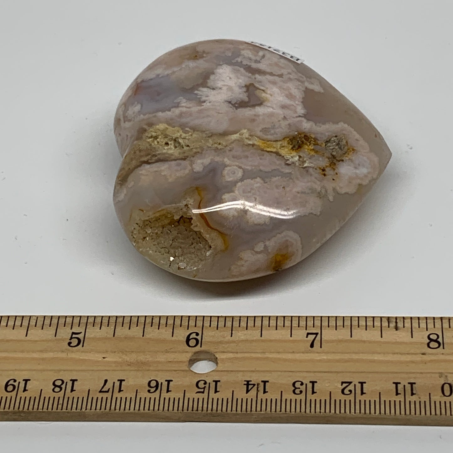 0.33 lbs, 2.5"x2.6"x1.1", Cherry Blossom Flower Agate Heart Crystal, B37153