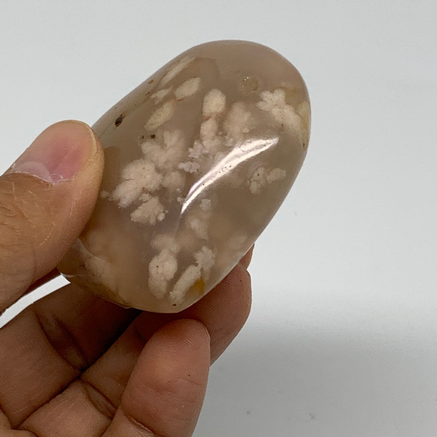 0.25 lbs, 2.1"x2.3"x1.1", Cherry Blossom Flower Agate Heart Crystal, B37152