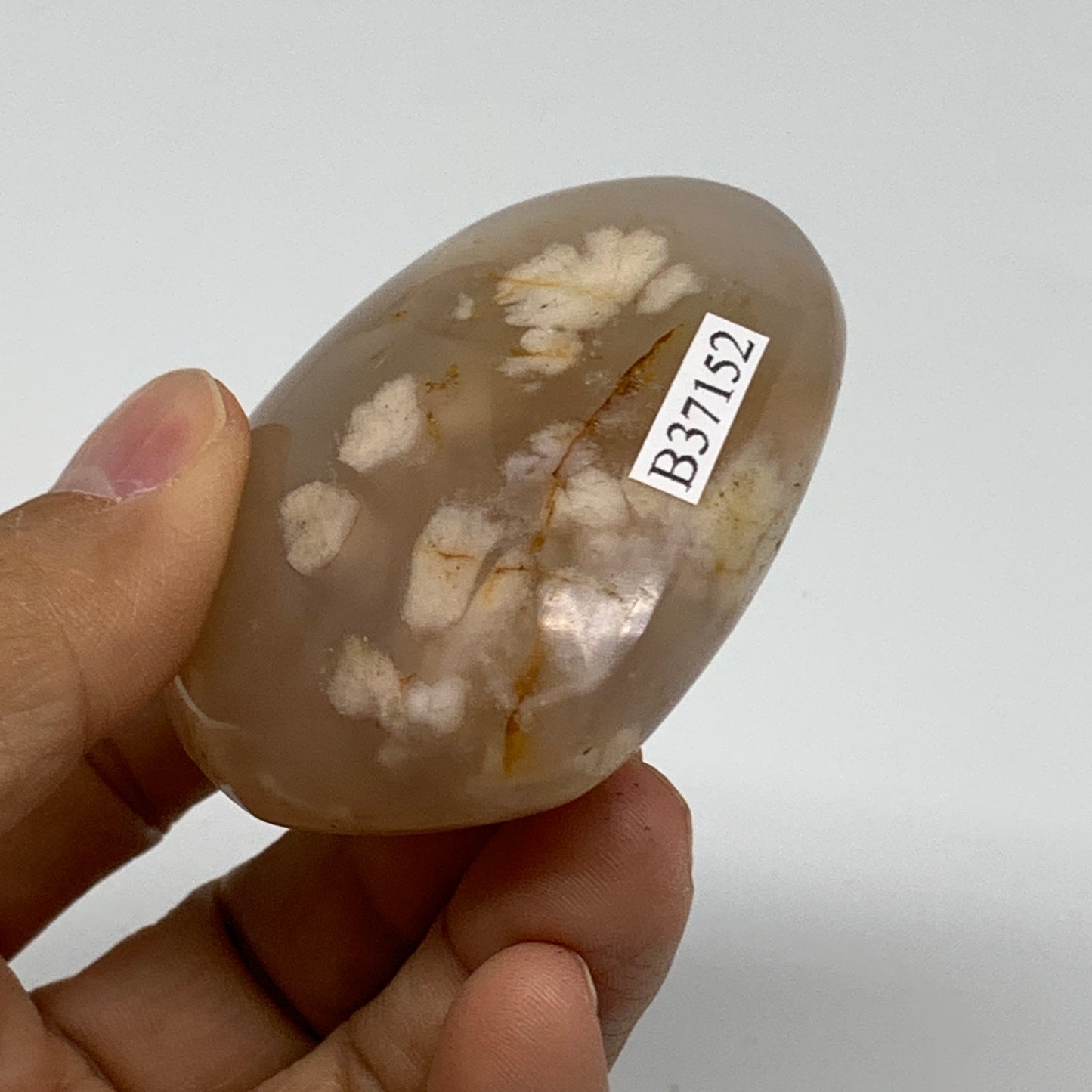 0.25 lbs, 2.1"x2.3"x1.1", Cherry Blossom Flower Agate Heart Crystal, B37152