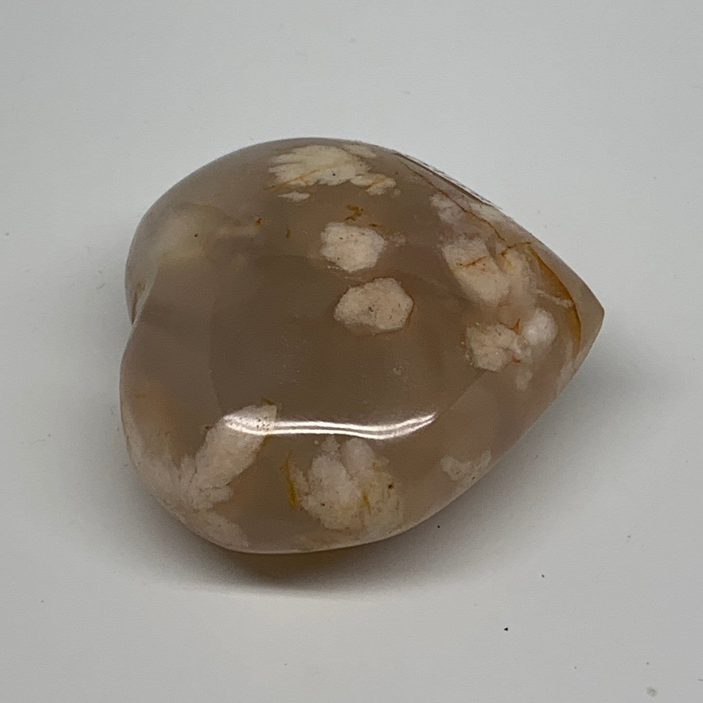 0.25 lbs, 2.1"x2.3"x1.1", Cherry Blossom Flower Agate Heart Crystal, B37152