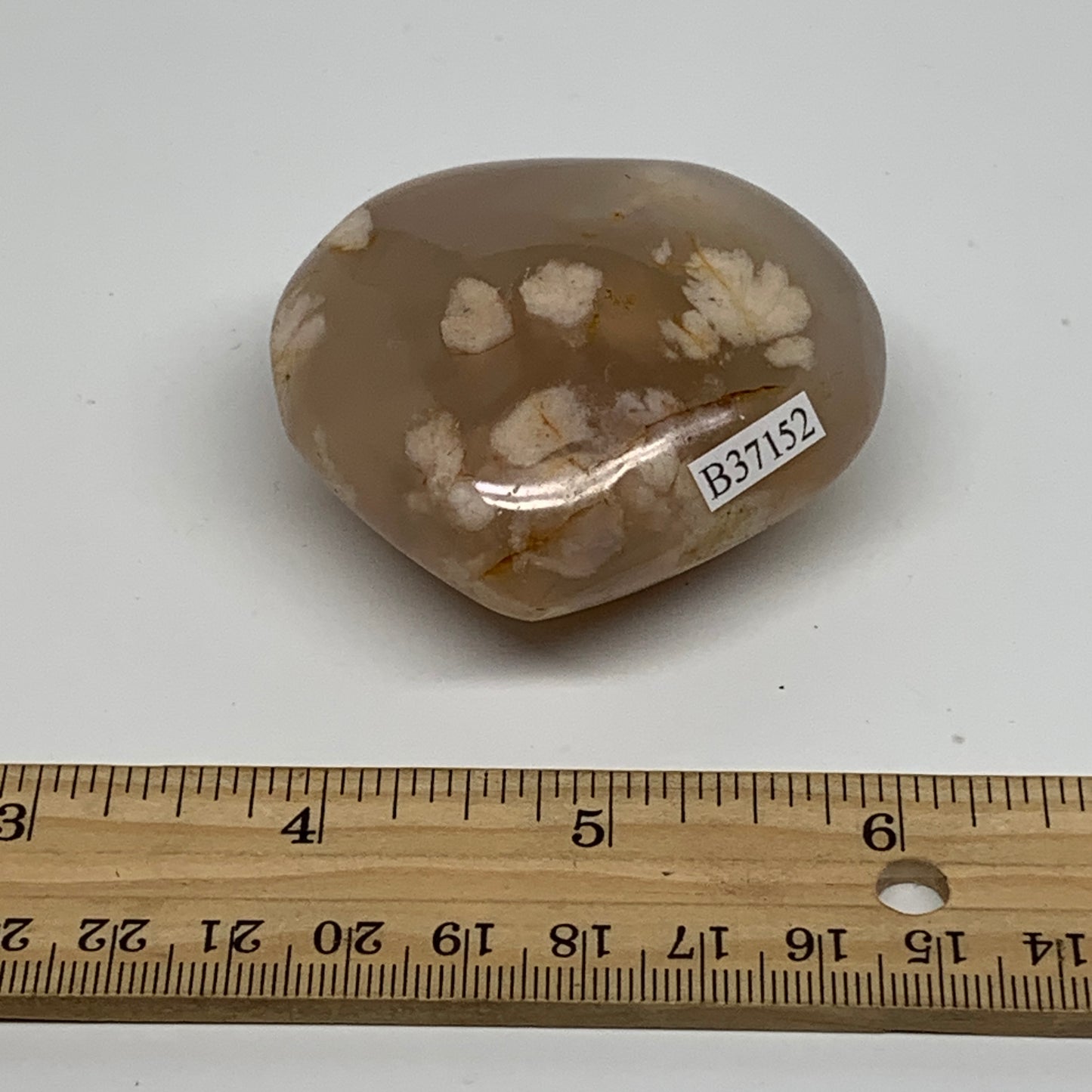 0.25 lbs, 2.1"x2.3"x1.1", Cherry Blossom Flower Agate Heart Crystal, B37152