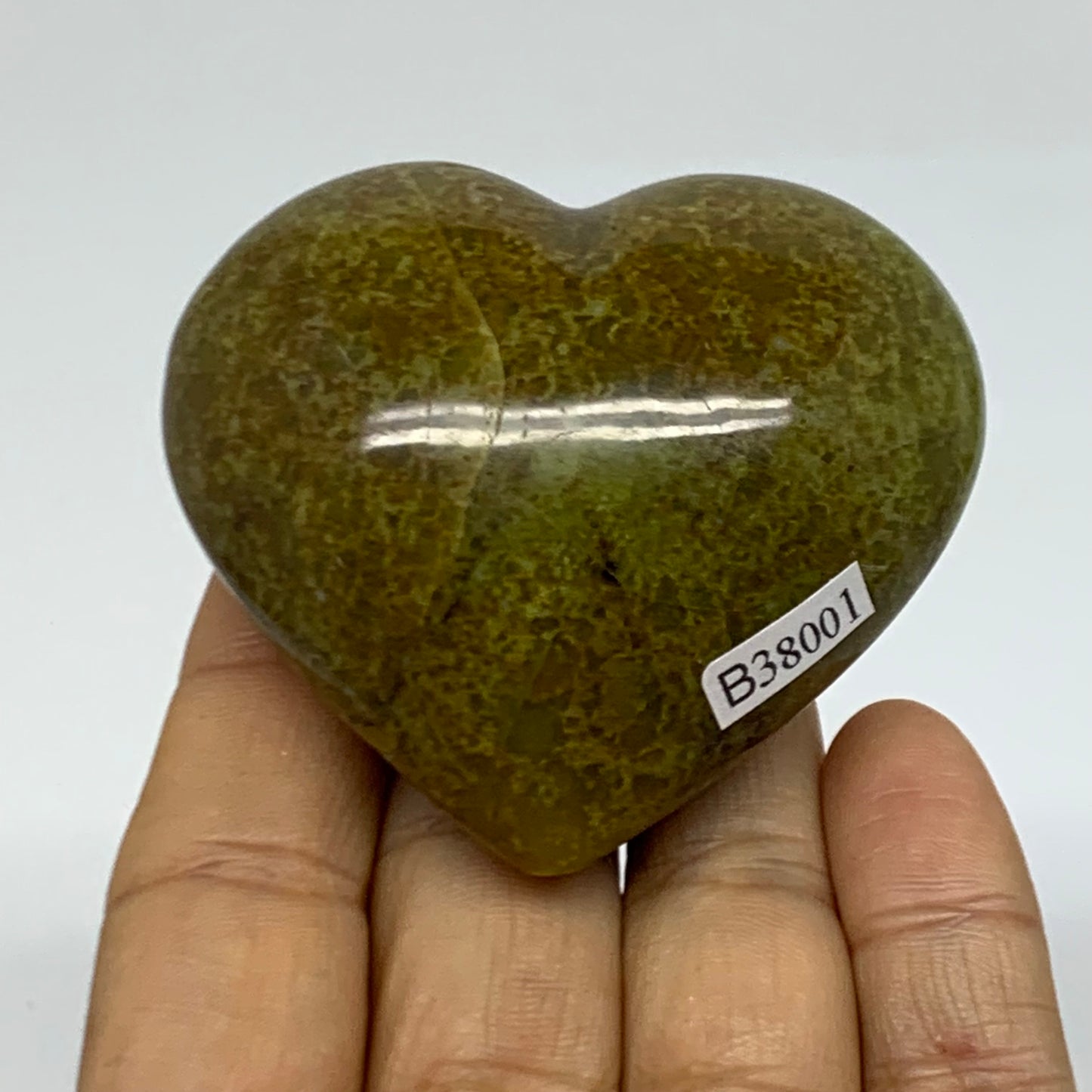 0.22 lbs, 2.2"x2.5"x1.2", Green Opal Heart Polished Gemstone Crystal, B38001
