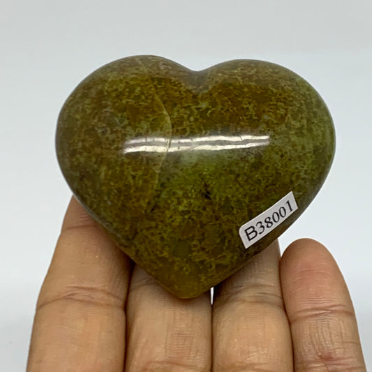 0.22 lbs, 2.2"x2.5"x1.2", Green Opal Heart Polished Gemstone Crystal, B38001